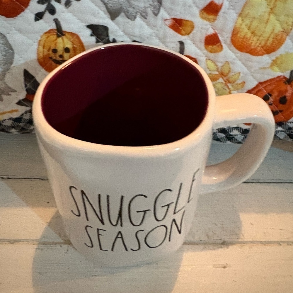 Rae Dunn Snuggle Season Mug - White and Burgundy